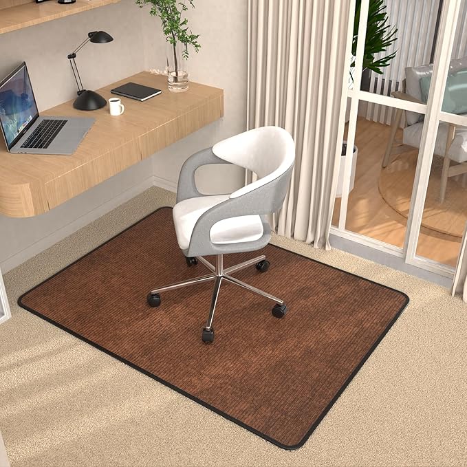 Placoot Corduroy Heavy Duty Office Chair Mat for Carpet & Hardwood Floors, Desk Chair Mat for Carpeted Floors and Hardwood Floor for Home Office