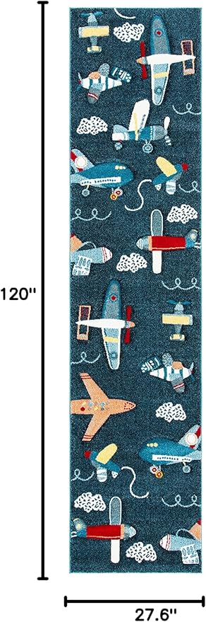 SAFAVIEH Carousel Kids Collection Runner Rug - 2'3" x 10', Navy & Ivory, Non-Shedding & Easy Care, Ideal for High Traffic Areas for Boys & Girls in Playroom, Nursery, Bedroom (CRK167N)
