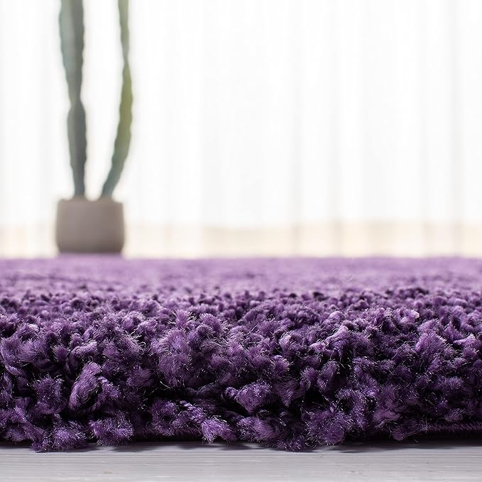 SAFAVIEH Milan Shag Collection Runner Rug - 2' x 12', Purple, Solid Design, Non-Shedding & Easy Care, 2-inch Thick Ideal for High Traffic Areas in Living Room, Bedroom (SG180-7373)