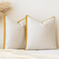 a moment Loop Yarn Linen-Like Pillow Cover Natural Soft Decorative Throw Pillow Case Farmhouse 18x18 Inch, Bohemian Textured Cushion Cover for Sofa Bed, Wrinkle-Resistant Home Decor Mustard Yellow