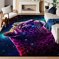 6' x 9' Galaxy Leopard Rug Fierce Panther Area Rugs for Boys Kids Bedroom Living Room Gameroom Girls Space Glitter Carpet Floor Mat Throw Rugs,180 X 275cm