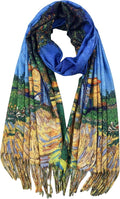 VENVSBEE Reversible Scarf Soft Large Shawl Wrap Blanket Double Sided Art Print Warm Pashmina Stoles Klimt Van Gogh Gifts
