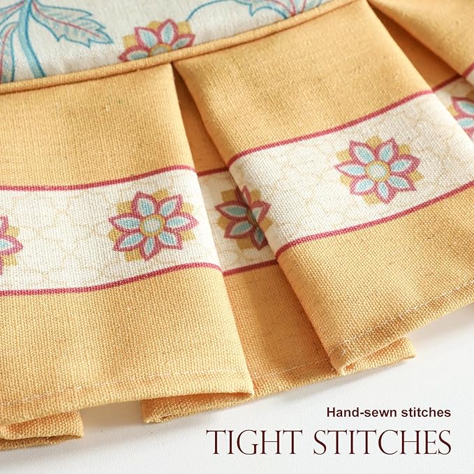 patdrea Pack of 2 Chair Cushions for Dining Chairs with Ruffled, Floral Birds Seat Cushion with Ties,Removable,Non Slip Chair Pads Decor for Bar Stool Cushions, Indoor Kitchen Chairs, 17.7"x17.7"