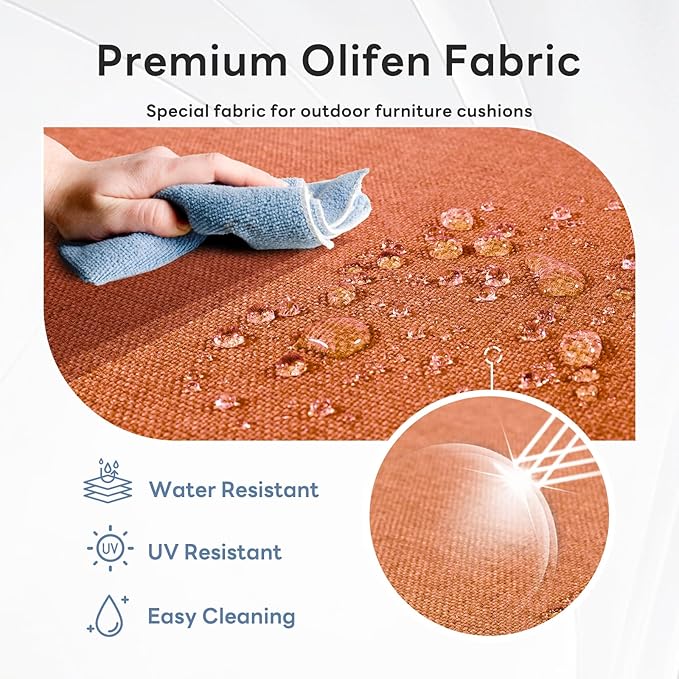 6" Thicker Outdoor Chair Cushion 8 Sets - 24" *24" *6" Waterproof Patio Furniture Cushions with Removable Cover, 28D High Density Sponge Filling Thicken Outdoor Patio Cushions - Orange