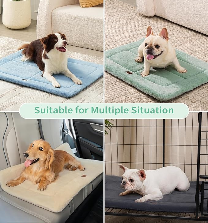 MADE 4 PETS Dog Crate Pad Bed for Large Dogs, Washable & Reversible, Anti-Slip Kennel Mat for Cozy Sleeping, Soft Fluffy Dog Bed for Indoor & Outdoor Use, 44"x32", Green