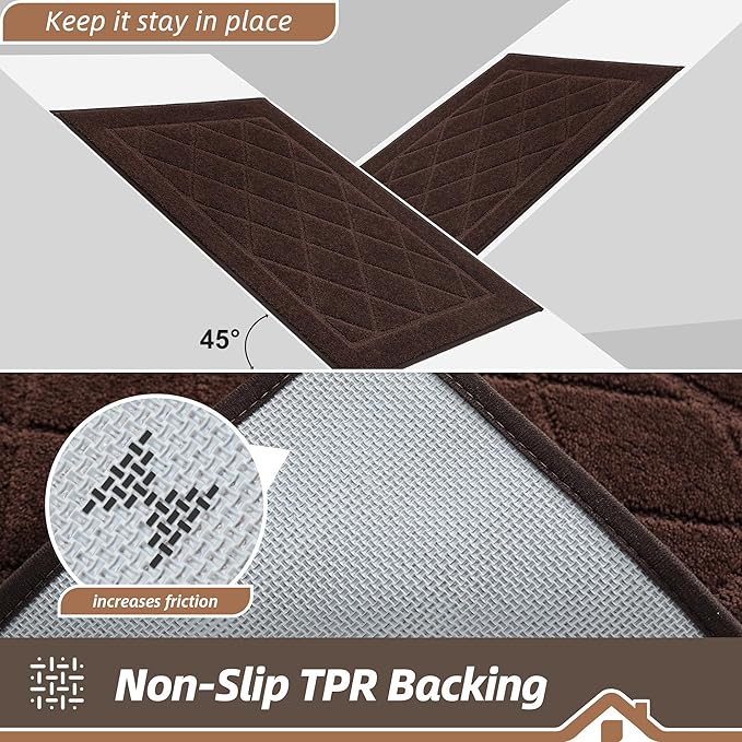 BEQHAUSE Dirt Trapper Door Mat 32" x 48", Doormat Non-Slip Entryway Rugs Washable, Dog Door Mat Stain Resistant and Absorbent Welcome Floor Mat for Front Back Door, Muddy Wet Shoes & Paws, Brown