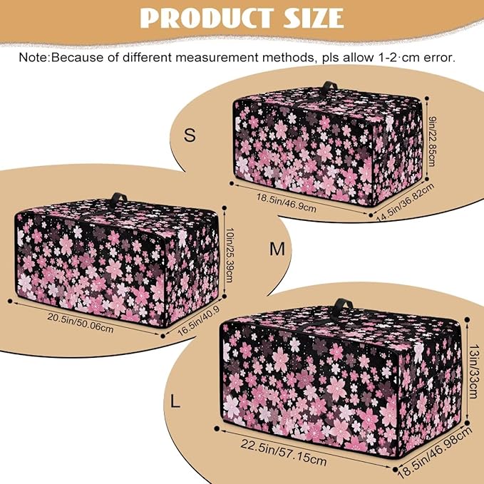 Waterproof Toaster Oven Cover Cherry Blossom Print Dust-Proof Microwave Oven Grill Cover Protector with Top Handle Easy to Clean Decor Accessories for Kitchen, M