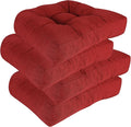 RACE LEAF Patio Chair Cushions 19x19 4 Pack, Memory Foam Outdoor Seat Cushions Water Resistant Tufted Non-Slip Bottom (Red)
