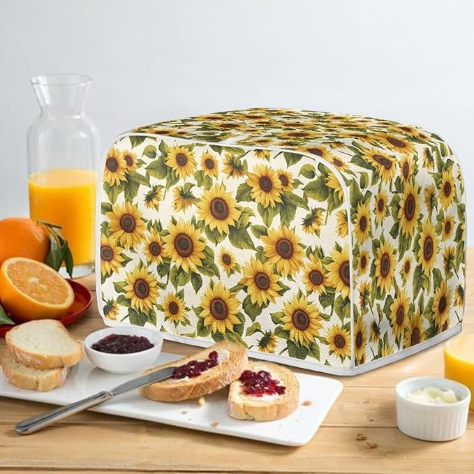 ZFRXIGN Sunflower Toaster Covers 4 Slice Toaster Cover for Home Kitchen Decor Accessories Toaster Oven Cover Washable Small Appliance Covers with Top Handle Yellow