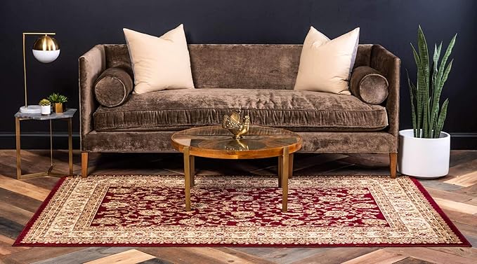Unique Loom Voyage Collection Traditional Oriental Classic Intricate Design Area Rug (7' 0 x 10' 0 Rectangular, Red/Gold)