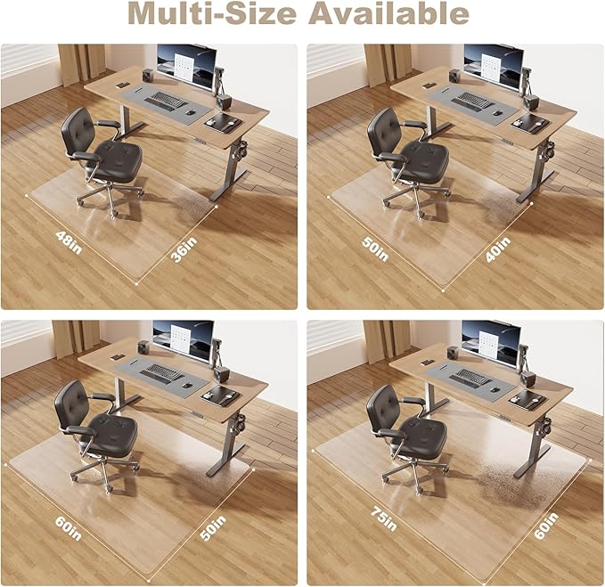 [Thickened to 2.0mm] 40"x50" Computer Chair Mat for Hardwood, PVC Office Mat for Hardwood Floor, Anti-Slip Rolling Chair Floor Protector,Vinyl Mats for Home, Under Desk Mats for Rolling Chairs