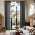Dreaming Casa Black Sheer Curtains 204 Inches Long, Rod Pocket & Back Tab Light Filtering Textured Sheers for Living Room Bedroom, 2 Panels, Each 52" W x 204" L