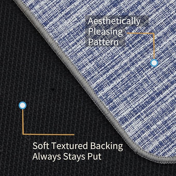 Chair Mat for Hardwood & Tile Floor, 47" x 60" Heavy Duty Office Chair Mat for Rolling Chairs, Anti Slip, Non-Curve, Floor Protector for Home Office, Blue White