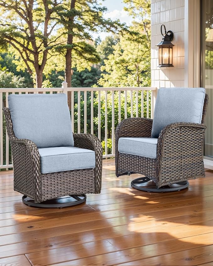 Luxury 22x24/22x25 6-Inch Outdoor Deep Seat Cushions Set of 6 - Comfortable Patio Zipper Chair Cushion for Wicker Dining Rocking Swivel Chairs Loveseat Couch Sectional Sofa - Baby Blue