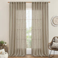 LAMIT Linen Curtains for Living Room 84 inch Length 2 Panels, Light Filtering Semi Sheer Curtains Back Tab and Rod Pocket Farmhouse Drapes for Bedroom/Sliding Glass Door, Taupe, 52 x 84 Inch