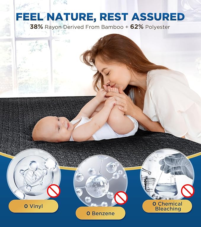 Premium 100% Waterproof Twin XL Mattress Protector, Breathable Cooling 3D Air Fabric Mattress Cover, Soft Hypoallergenic Noiseless Bed Cover Machine Washable Vinyl Free, 8-21'' Deep Pocket (Black)