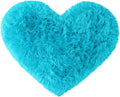 uxcell Heart Shaped Rugs for Bedroom,Small Aesthetic Carpet Girls,Cute Shaggy Floor Mirror Mat,Pastel Furry Throw Rug 2.3ftx3ft, Blue