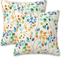 Throw Pillow Covers Colorful Leaves Spots Pillow Covers 18x18 Inch Set of 2 Boho Floral Throw Pillows Decorative Pillow Cases Cushion Covers for Bedroom Livingroom Sofa Farm House