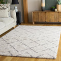 SAFAVIEH Arizona Shag Collection Area Rug - 6'7" x 9'2", Ivory & Grey, Moroccan Boho Design, Non-Shedding & Easy to Clean, Ideal for Living Room, Bedroom, Dining Space (ASG743F)