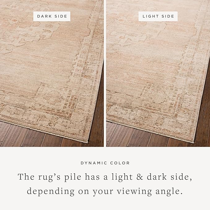 Loloi Chris Loves Julia Palma Collection PLM-02 Spice/Natural 3'-6" x 5'-6" Accent Rug Vintage Style Boho Living Room Bedroom Carpet