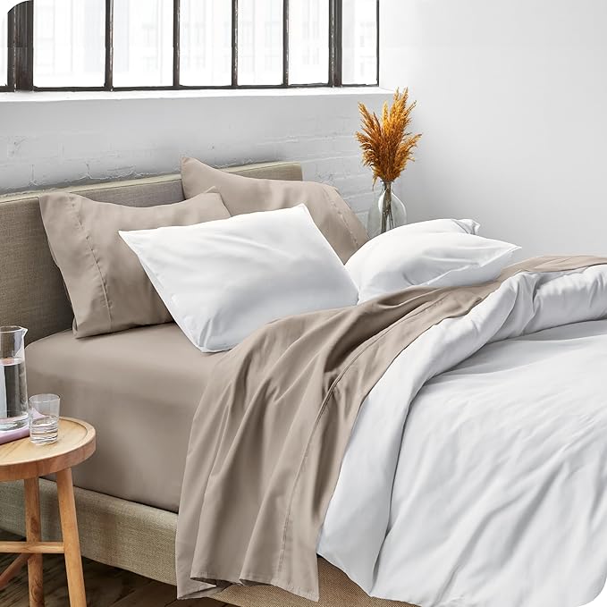 Bare Home Ultra-Soft King Sheet Set - Luxury 1800 - Hydro-Brushed - Deep Pockets - Easy Fit - 4 Piece Set - Bedding Sheets & Pillowcases (King, Khaki)