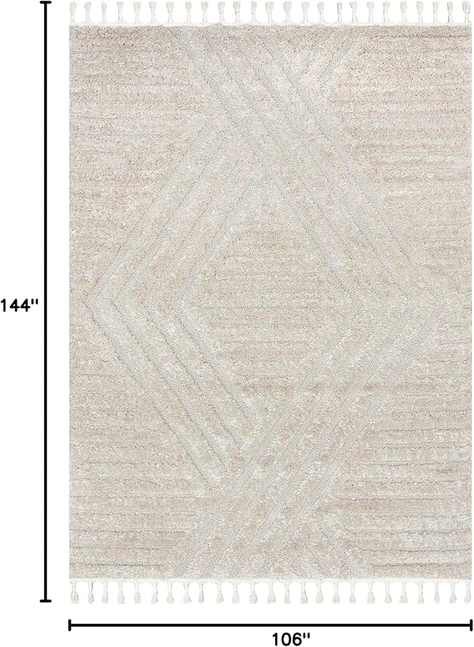 nuLOOM Risette Beige, 8'10" x 12', Geometric, Soft and Textured, High Traffic, Stain Resistant, Easy Clean, Durable Area Rug for Bedroom, Living Room, Dining Space, Den, Foyer, Entryway