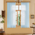 MAIHER Light Filtering Pinch Pleat Curtains 63 Inches Long Light Sky Blue Sheer Curtain Panels Soft Touch Short Pleated Drapes with Adjustable Hooks for Bedroom, Sky Blue, 42" W x 63" L, 2 Panels