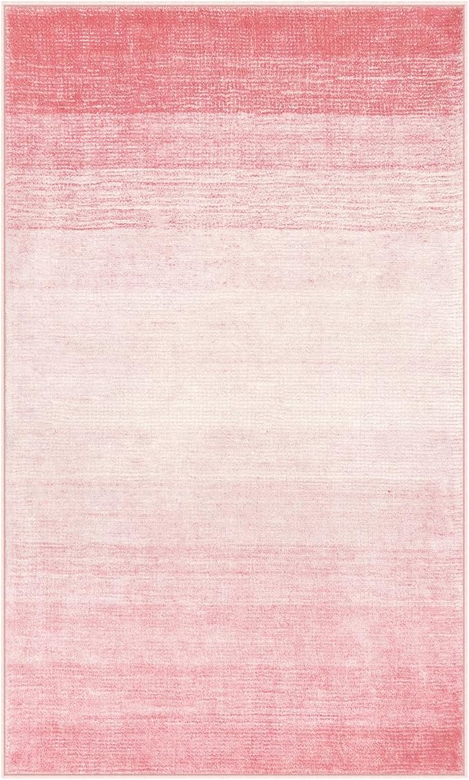 Wonnitar Washable 3x5 Area Rug, Pink Rugs for Bedroom Girls, Contemporary Ombre Nursery Soft Kids Room Rug, Modern Non-Skid Faux Wool Indoor Carpet for Bathroom Dorm Bedside (Pink,3'x5')