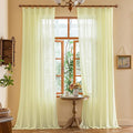 MAIHER Light Yellow Pinch Pleat Curtains 96 Inches Long for Bedroom Soft Touch Sheer Light Filter Pleated Drapes with Ajustable Hooks for Living Room, Pear Sorbet, 42" W x 96" L, 2 Panels