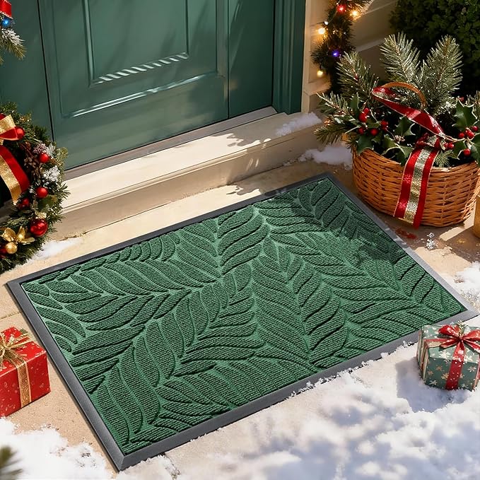 Yimobra 36x24 Large Door Mat Outdoor Indoor, All-Season Waterproof Door Mat Outside Entrance, All-Weather Non-Slip Outside Doormat for Garage Patio Entryway, Green