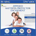 RV King Zippered Mattress Protector (72" Wx80 L) - Waterproof Encasement Premium Hypoallergenic Bed Cover Protects Against Bedbugs Dust Allergies - Breathable, Noiseles