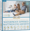 Full/Double 54x75” Premium Waterproof Zippered Mattress Encasement, 100% Cotton, Hypoallergenic, Six Sided Mattress Cover, Invisible Zippered, Soft Breathable up to 15" Deep - Rest Line