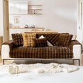 Faux Fur Decorative Throw Pillow Cover Plush Thick Bubble Pillow Covers Luxury Soft Cozy Accent Pillowcase for Spring Sofa Living Room Couch Bed (Coffee,18"x18")