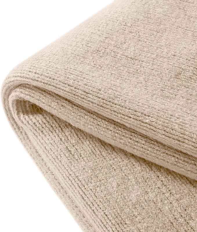Homiest Decorative Knitted Throw Blanket with Fringe, Lightweight Acrylic Knit, Soft & Cozy Tassel Blanket for Couch, Sofa, Bed (Light Beige, 50 x 60 Inch)