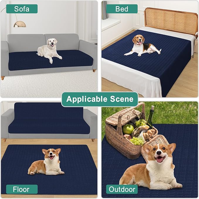 Foxdecor Couch Cover Sofa Covers Washable, Dog Bed Cover Couch Covers for 3 Cushion Couch Sofa Pet Friendly, Dog Couch Cover Furniture Covers for Pets.(Dark Blue 40x50 inch)