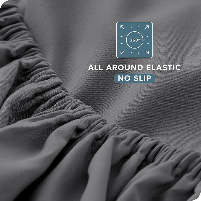 Bare Home Split King Sheet Set - 1800 Ultra-Soft Microfiber Bed Sheets - Double Brushed - Deep Pockets - Easy Fit - 5 Piece Set - Bed Sheets & Pillowcases (Split King, Grey)