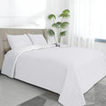 Easy-Going Twin Size Reversible Quilt Set with 1 Quilt and 1 Pillow Sham, Soft Bed Quilt Cover, Water Resistant Lightweight Microfiber Bedspread, Stain Resistant, Olive Leaf-White/White