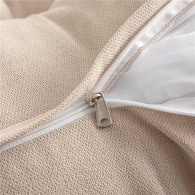 Triangular Reading Bed Rest Pillow Large Bolster Cushion Headboard Backrest Wedge Pillow with Removable Cover and Two Large Side Pockets (Champagne, 47 x 8 x 20 inches)