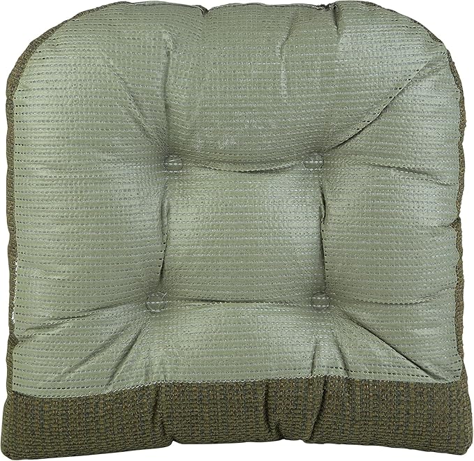Klear Vu Gripper Overstuffed Universal Non-Slip Dining Chair Cushions for Kitchen Decor or Office Use, U-Shaped Skid-Proof Seat Pad, 17x17 Inches, 2 Count (Pack of 1), Honeycomb Green