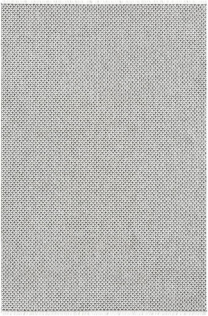 LUXE WEAVERS Solid Machine Woven White Dark Gray 6x9 Area Rug, Indoor Stain-Resistant Carpet