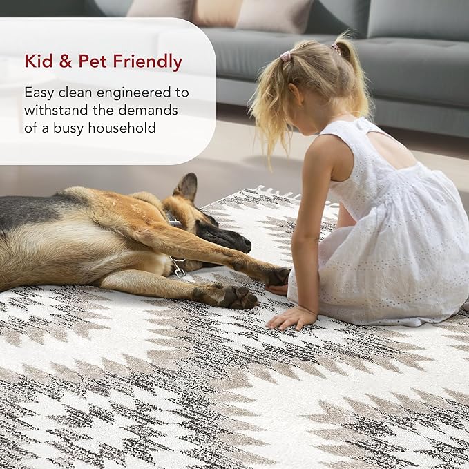 nuLOOM Adelade Beige/Ivory, 6'7" x 9', Southwestern, Shaggy, Soft and Cozy, High Traffic, Stain Resistant Area Rug for Bedroom, Living Room, Dining Space, Den, Foyer, Entryway
