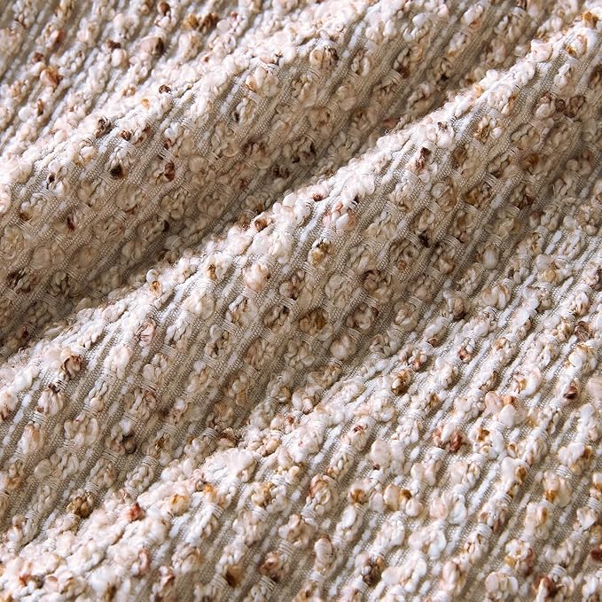 Decorative Couch Throw Pillow Covers 24x24 Beige Striped Soft Wool Pillow Covers Neutral Textured Boho Cushion Covers for Modern Farmhouse Sofa Bedroom Living Room Decor SY011-A24