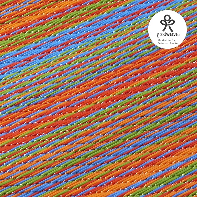 Fab Habitat Outdoor Rug - Waterproof, Fade Resistant, Crease-Free - Premium Recycled Plastic - Striped - Porch, Deck, Balcony, Hallway, Poolside - Cancun - Multicolor - 2.5 x 8 ft Runner