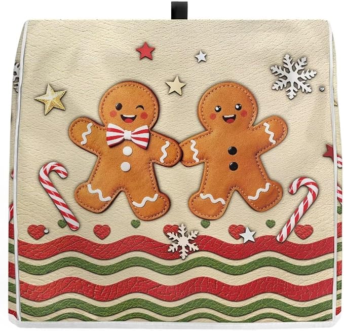 Christmas Mixer Cover for Kitchen Aid 4.5-5 Qt Mixer, Gingerbread Man Small Appliance Dust Covers Universal for Air Fryers, Coffee Makers, Christmas Decor for Kitchen