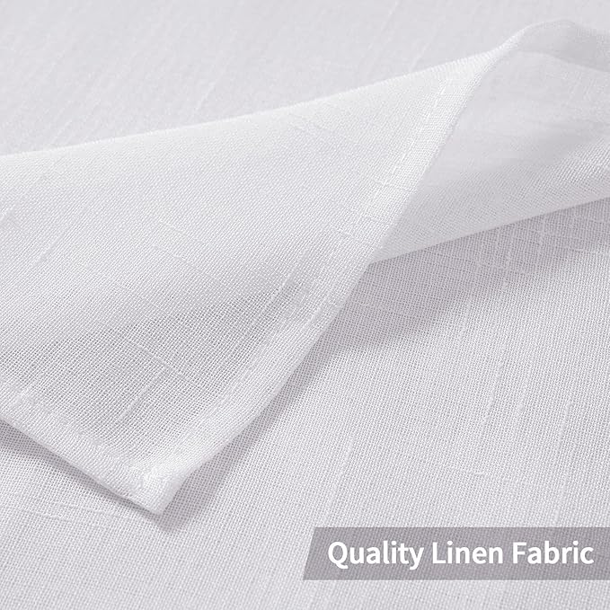 MIULEE 2 Panels 84 Inch Farmhouse Linen Sheer Window Curtains - Elegant Solid White Drapes With Grommet Top - Linen Textured Voile for Bedroom Living Room (52 X 84 Inch)
