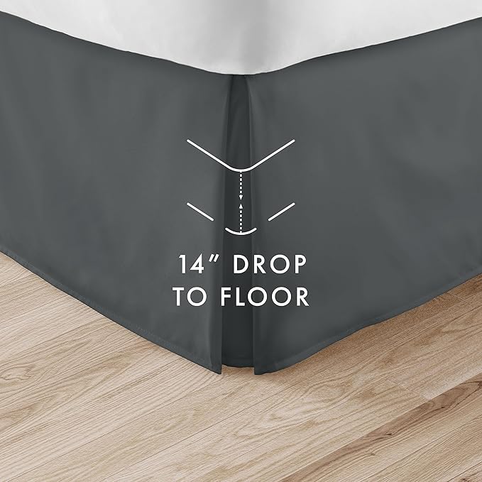 Linen Market Bed Skirt - Ultra Soft Microfiber - Easy Fit with 14 Inch Tailored Drop - Hotel Quality, Shrinkage & Fade Resistant - Bed Cover - Twin Bed Skirts - Bedroom Décor - (Twin, Gray)