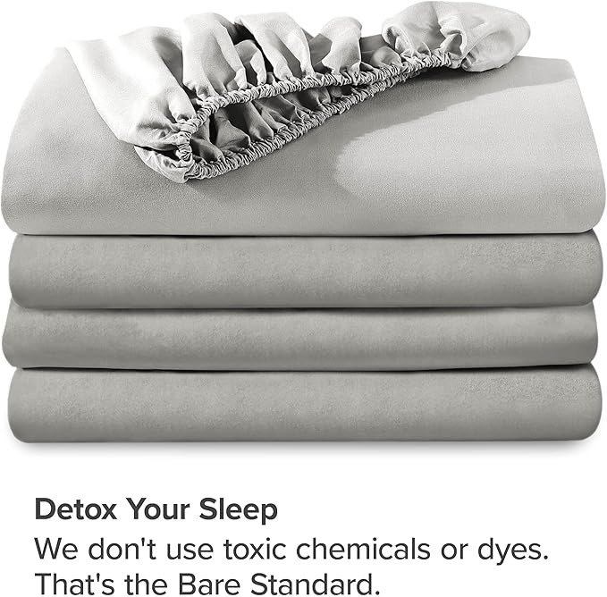 Bare Home 2-Pack Fitted Bottom Sheets Split King - Premium 1800 Ultra-Soft Microfiber - Deep Pocket - 4 Twin XL Fitted Sheets (Split King, Light Grey)