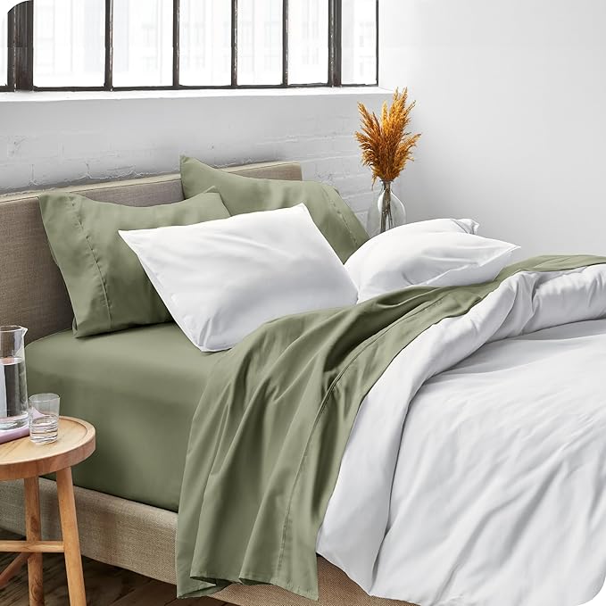 Bare Home Queen Sheet Set - Luxury 1800 Ultra-Soft Microfiber Queen Bed Sheets - Double Brushed - Deep Pockets - Easy Fit - 4 Piece Set - Bedding Sheets & Pillowcases (Queen, Sage)