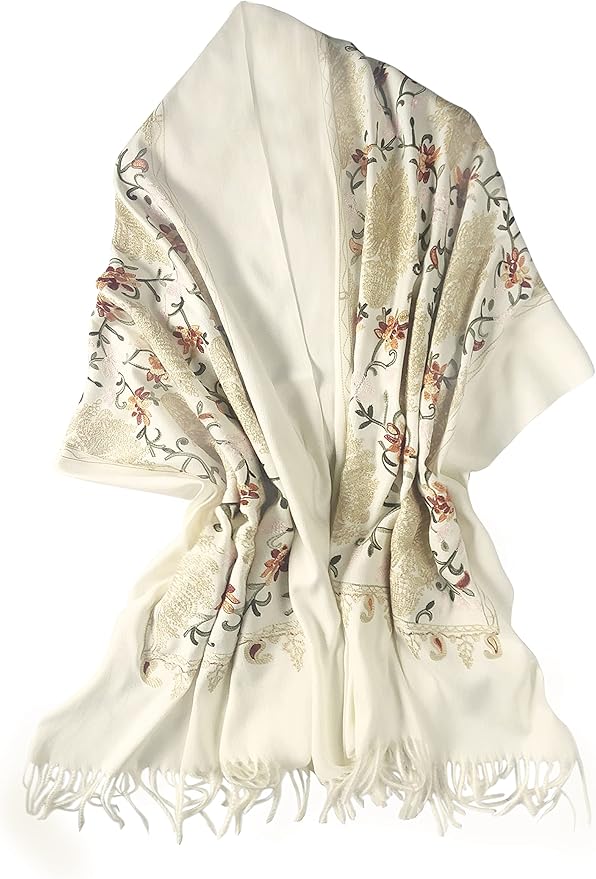 Urban CoCo Women's Embroidered Tassel Long Shawl Oversize Scarf Wraps for Women