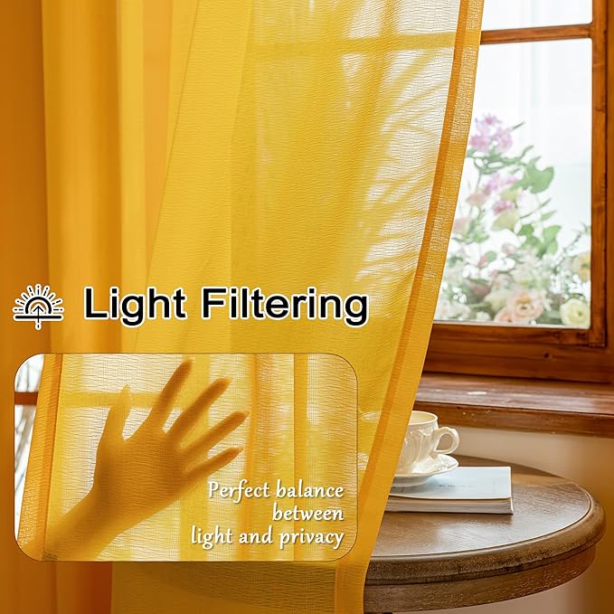 MAIHER Gold Pinch Pleat Curtains 102 Inches Long, Soft Touch Lightweight Privacy Light Filtering Sheer Pleated Drapes with Adjustable Hooks for Bedroom Patio, Gold, 42" W x 102" L, 2 Panels
